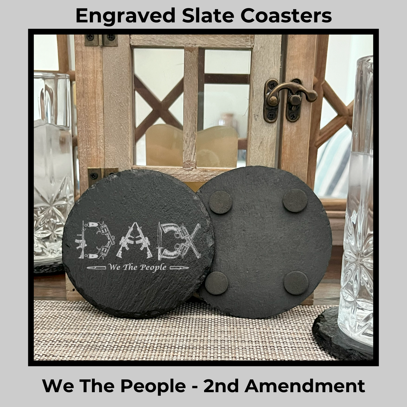 2nd Amendment Slate Coasters for Dad - Unique Gift Idea