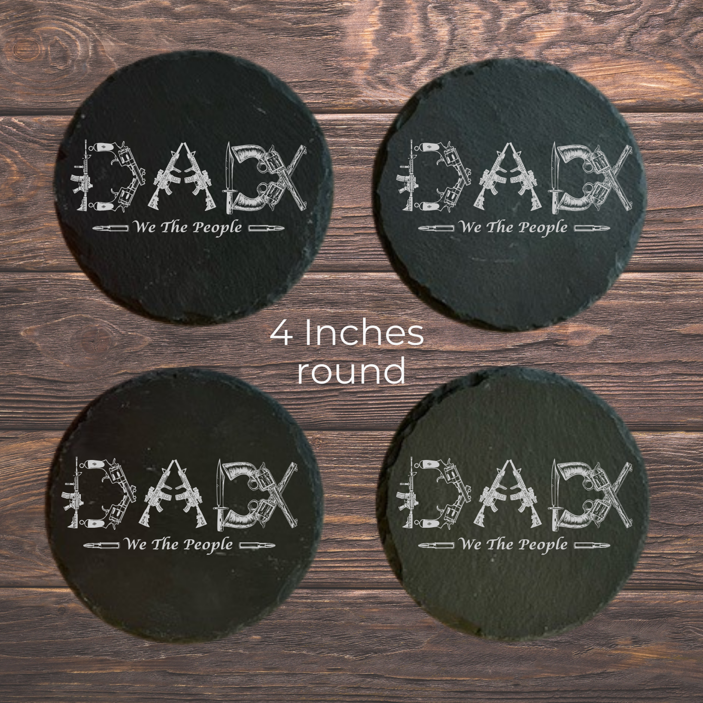 2nd Amendment Slate Coasters for Dad - Unique Gift Idea