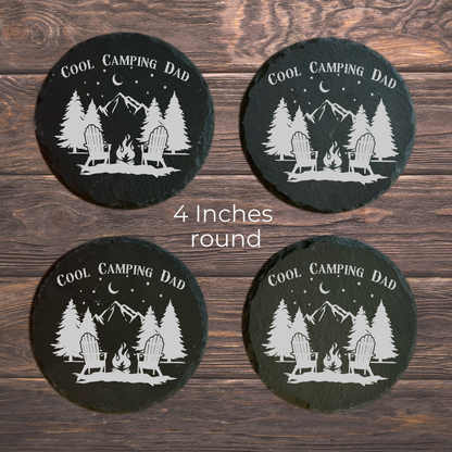 Unique Gift for Camping Dads: Laser Engraved Slate Coasters