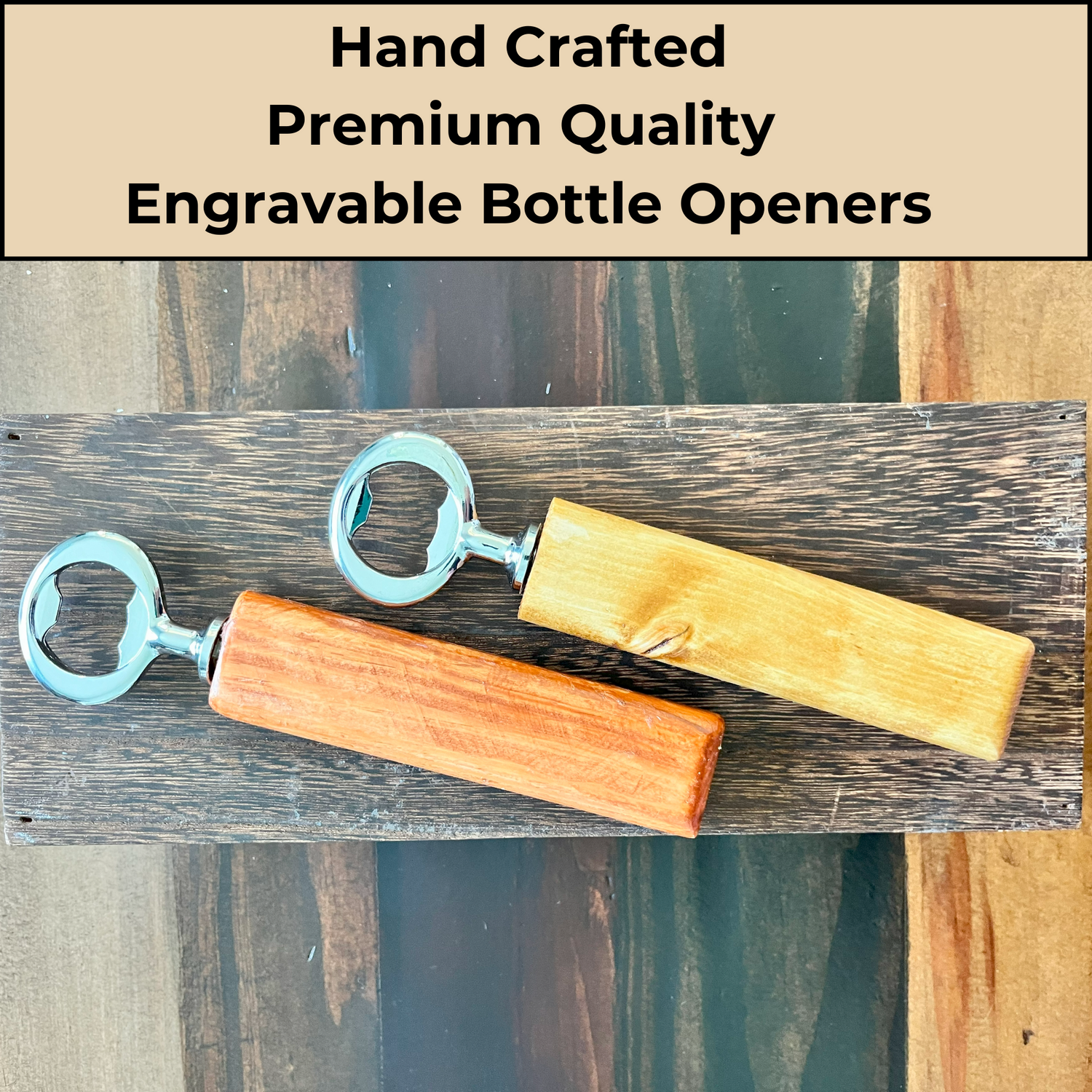 Handcrafted Wooden Bottle Opener – Customizable, Magnetized, and Wedding Favor