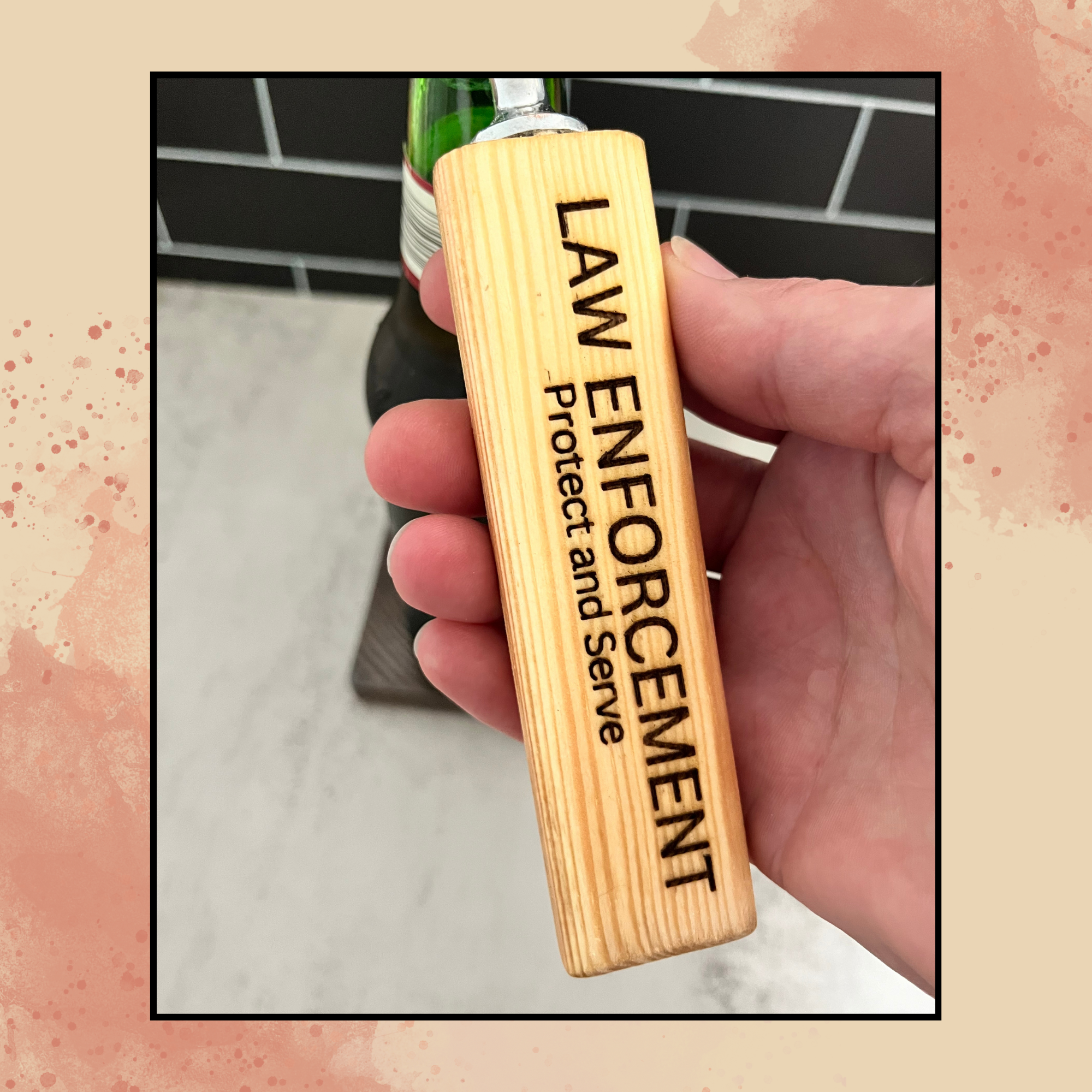 Bottle Opener Personalized – Handcrafted Wooden Bottle Opener – Law Enforcement Gift - Lieutenant Gift - Detective Gift