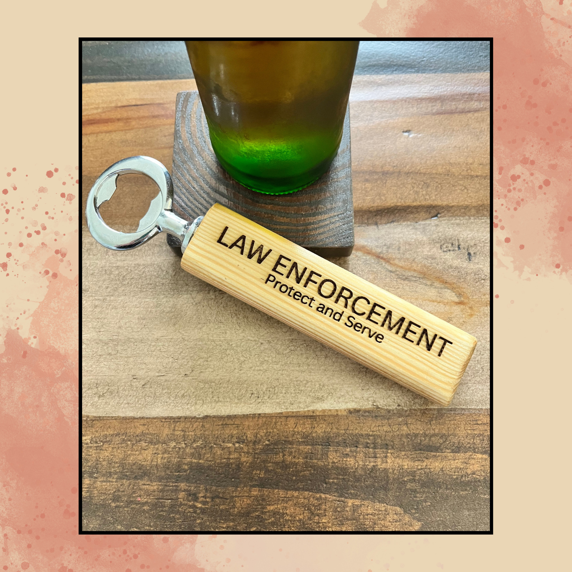 Bottle Opener Personalized – Handcrafted Wooden Bottle Opener – Law Enforcement Gift - Lieutenant Gift - Detective Gift