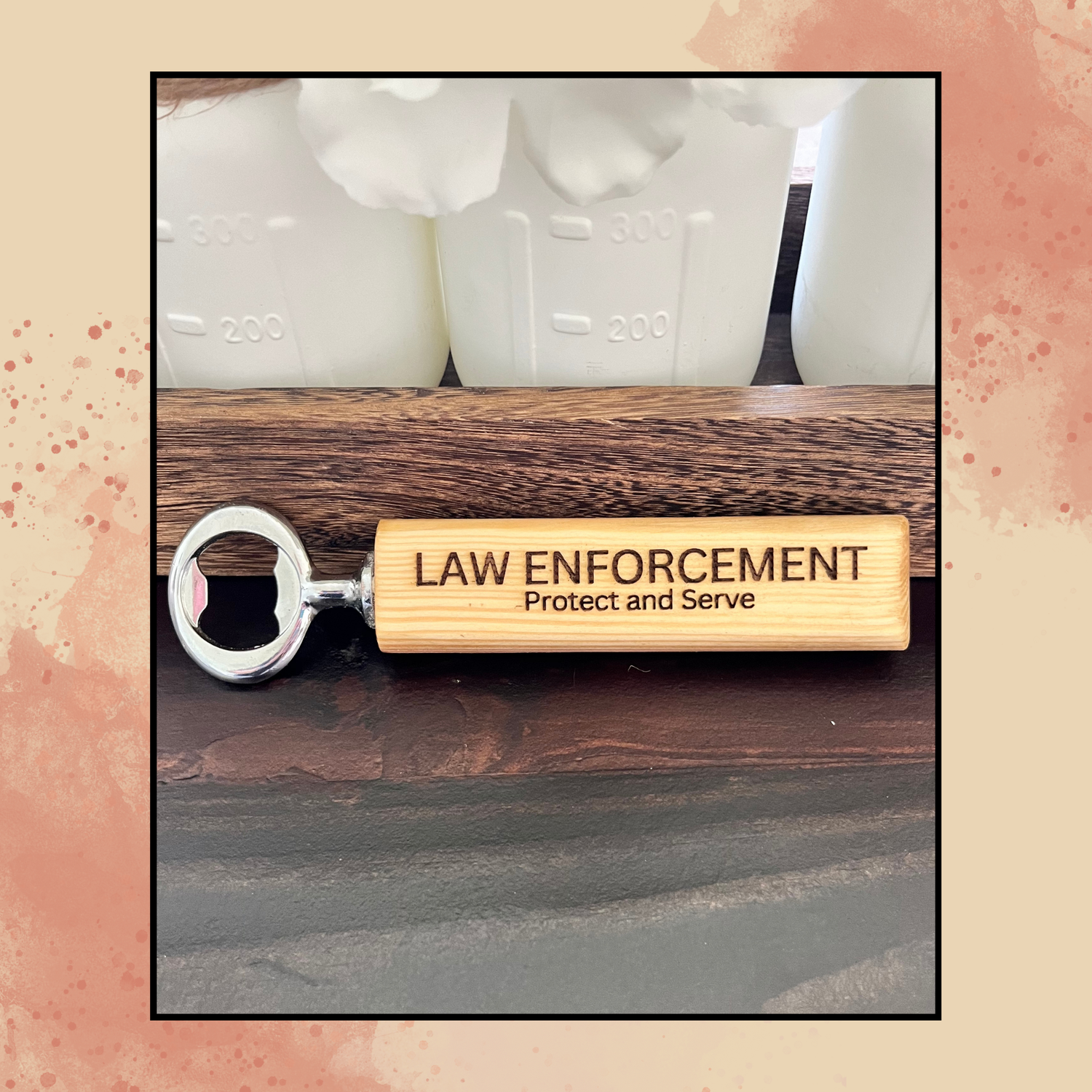 Bottle Opener Personalized – Handcrafted Wooden Bottle Opener – Law Enforcement Gift - Lieutenant Gift - Detective Gift