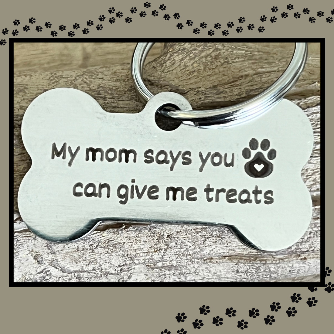 Adorable pet tag with deep engraving. Perfect for adding a cute, practical accessory.