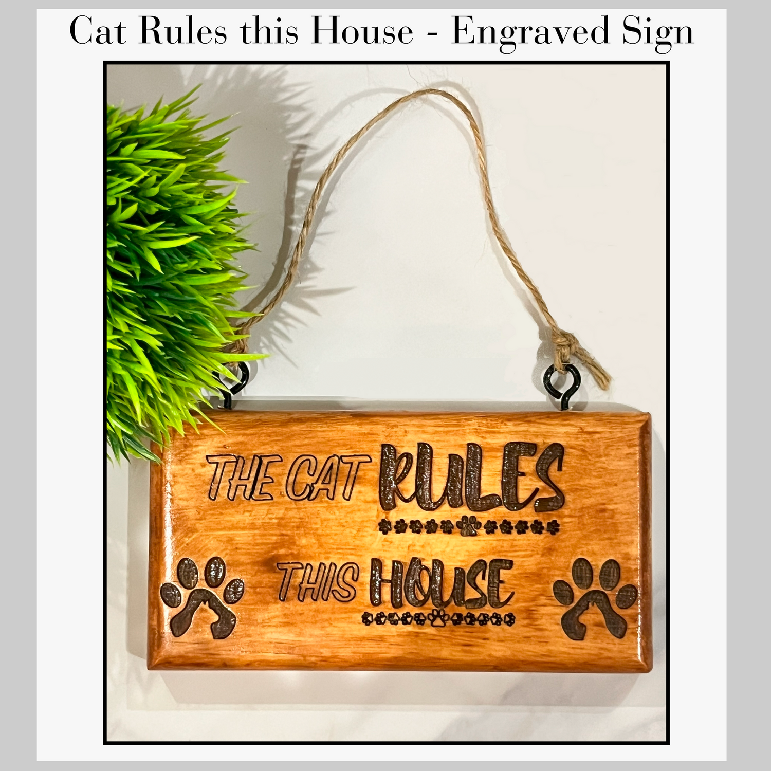 Engraved Sign - Cat Rules the House