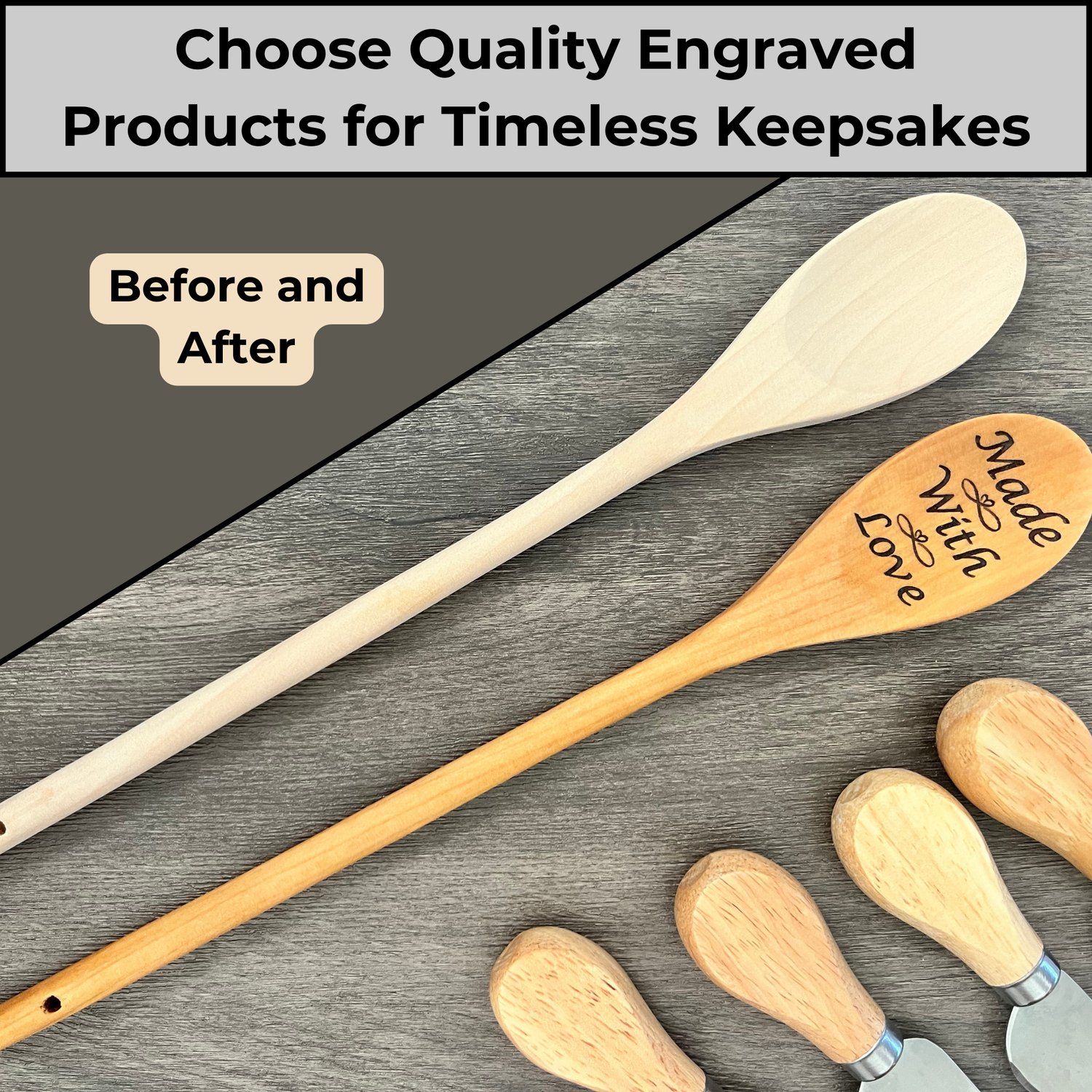 Wooden Spoon Engraved with &