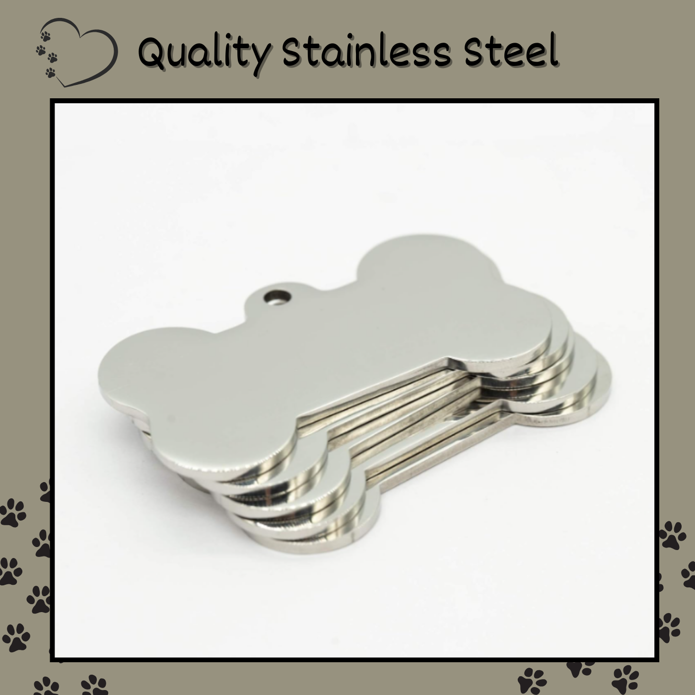 Deep engraved dog tag. Durable and personalized for lasting identification.