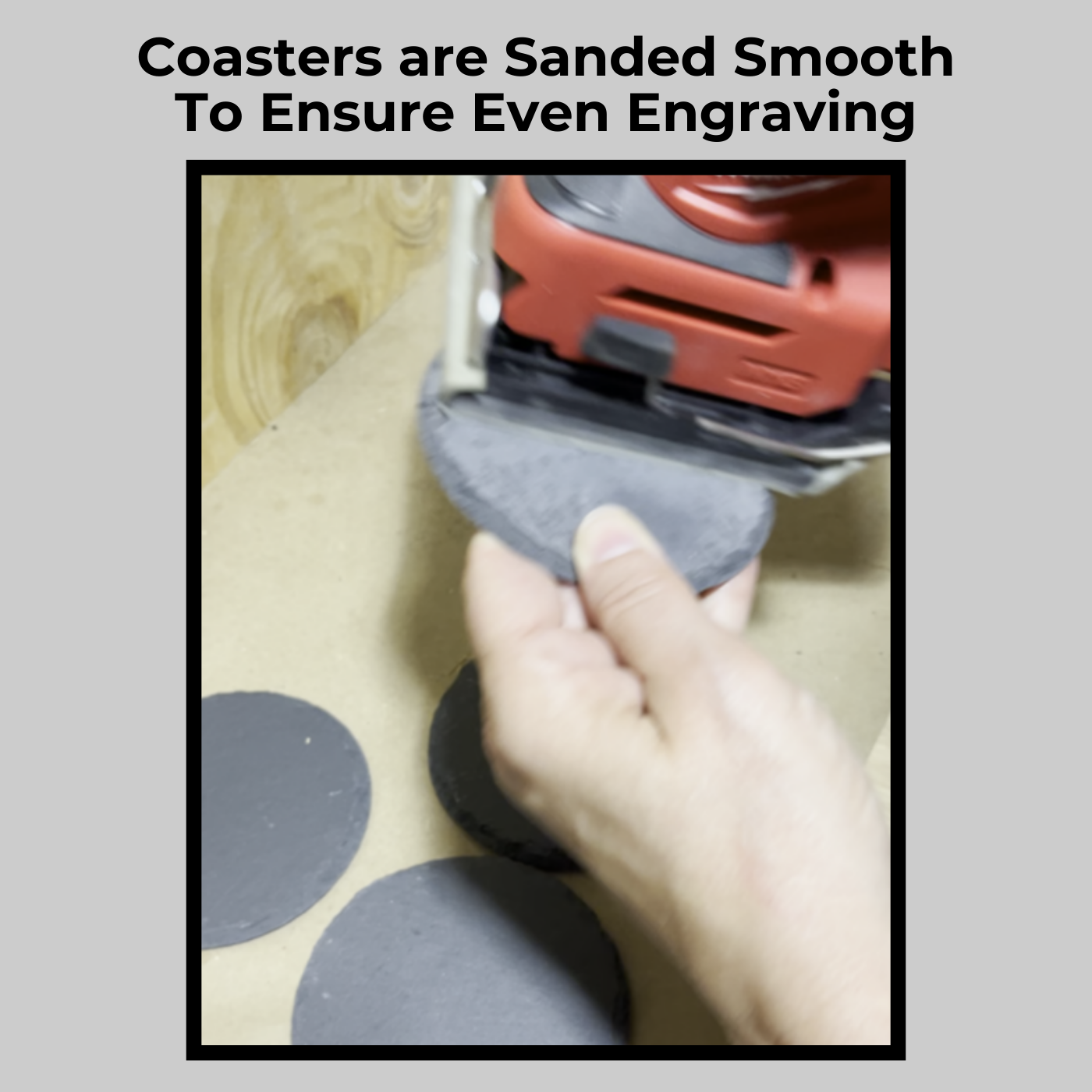 Coaster Stone USA American Flag - How it it made sanding step.