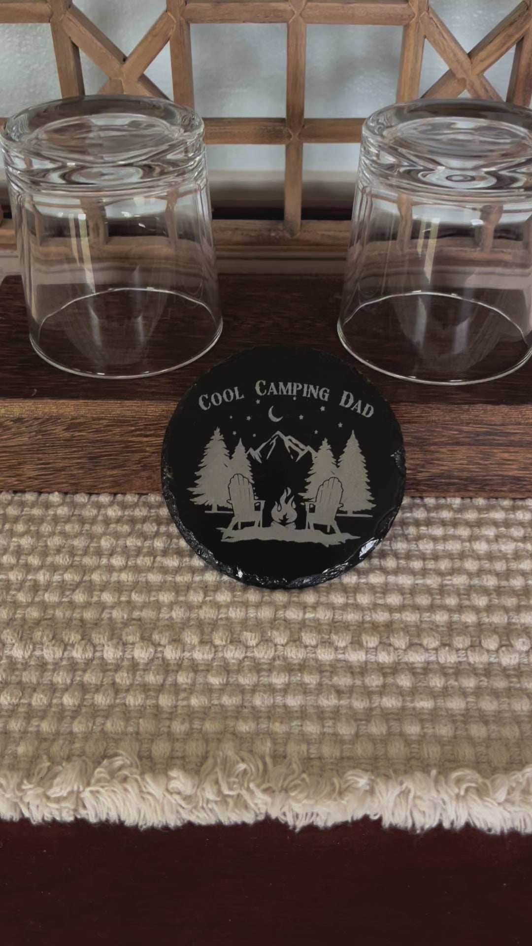 Unique Gift for Camping Dads: Laser Engraved Slate Coasters
